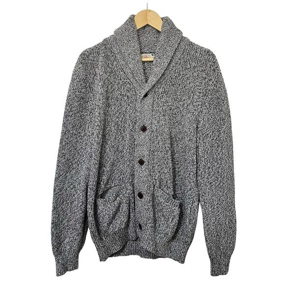 Faherty Men's Marled Shawl Cardigan Size XXL Black White Grandpacore Cabincore - Picture 1 of 8